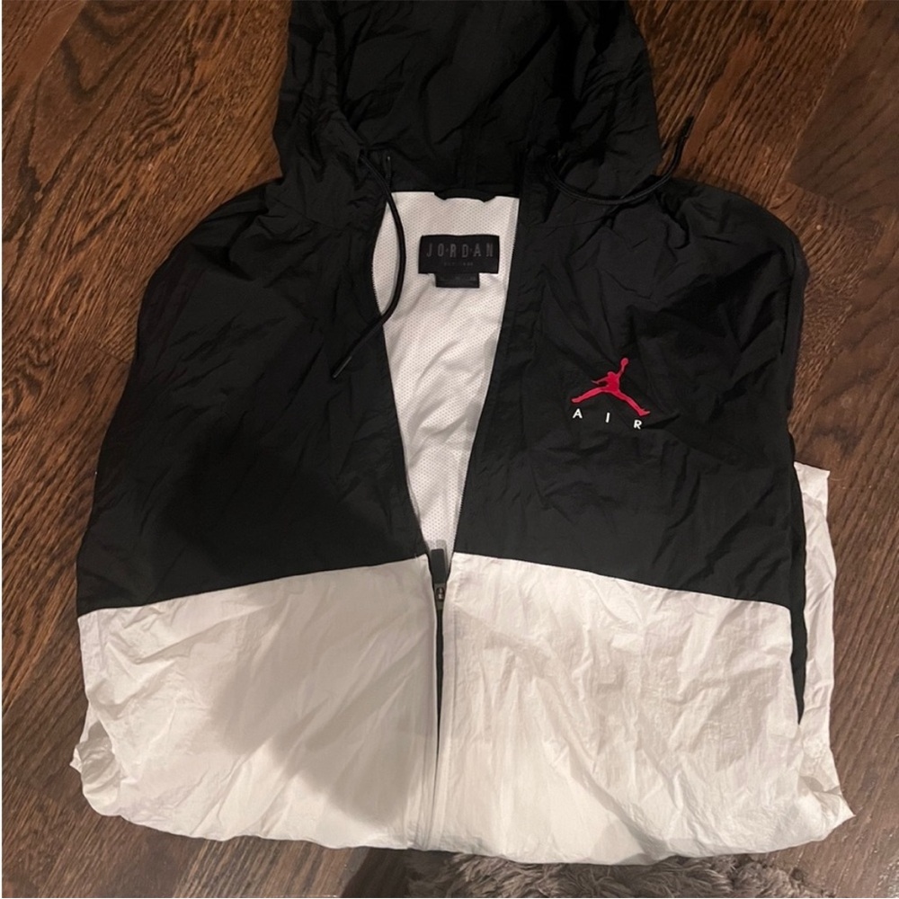 Jordan Black and White Jacket with Red Logo